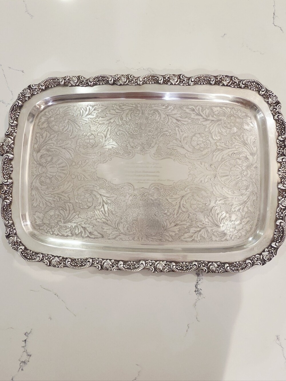 Vintage Oneida Silver Plated Victoria Style Butlers Serving Platter Tray 24 x 13